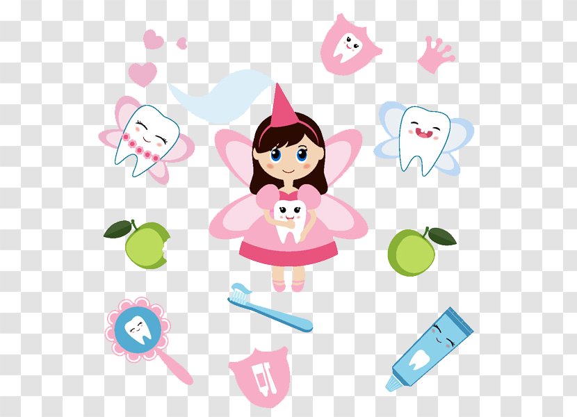 Tooth Fairy Dentistry - Child - Cute Little Angel Cartoon Creative Toothpaste Toothbrush Transparent PNG
