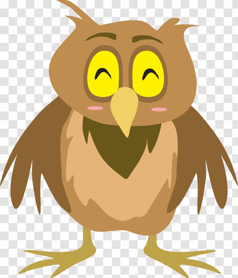 Owl Cartoon Drawing - Wing - Smiling Vector Transparent PNG