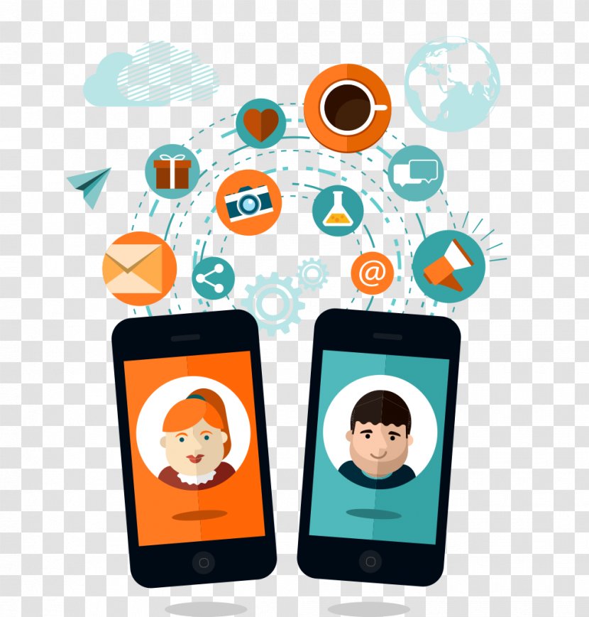 Mobile Phone Clip Art - Graphic Communication - Internet Exchange Couple Transparent PNG