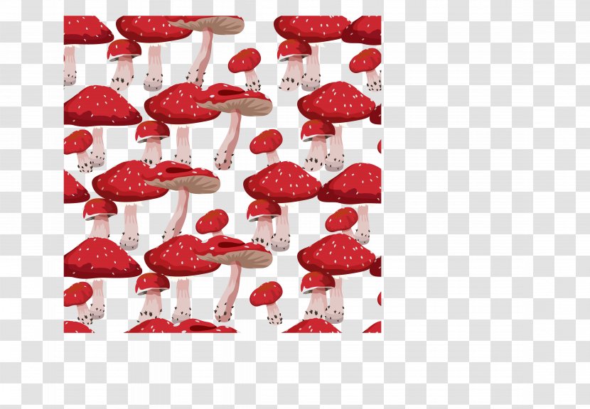 Mushroom Illustration - Petal - Red Background Transparent PNG