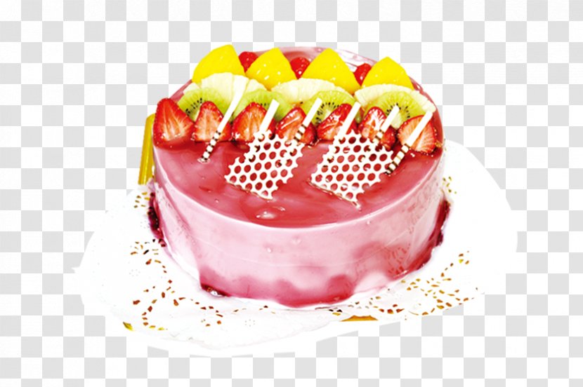 Strawberry Cream Cake Birthday Fruitcake Pie - Decorating Transparent PNG