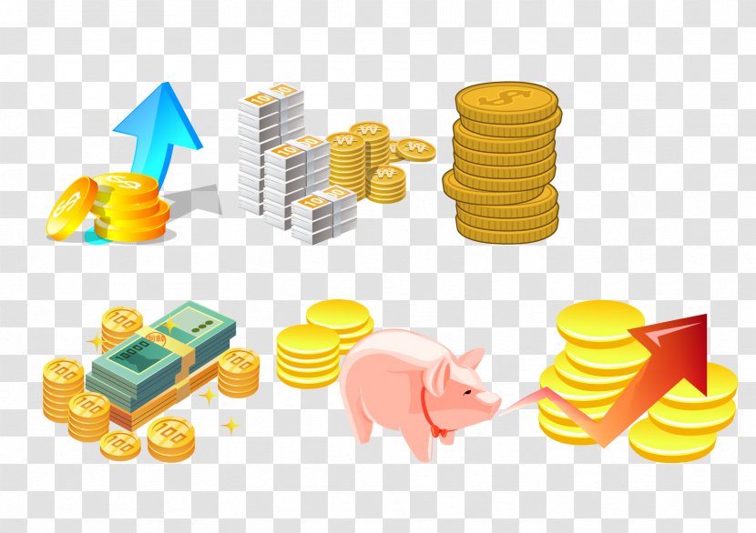 Money Finance - Yellow - Coin Piggy Bank Transparent PNG
