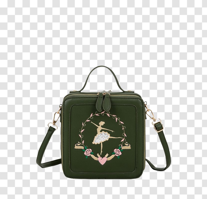 Handbag Tote Bag Leather Embroidery - Blackish Green Transparent PNG