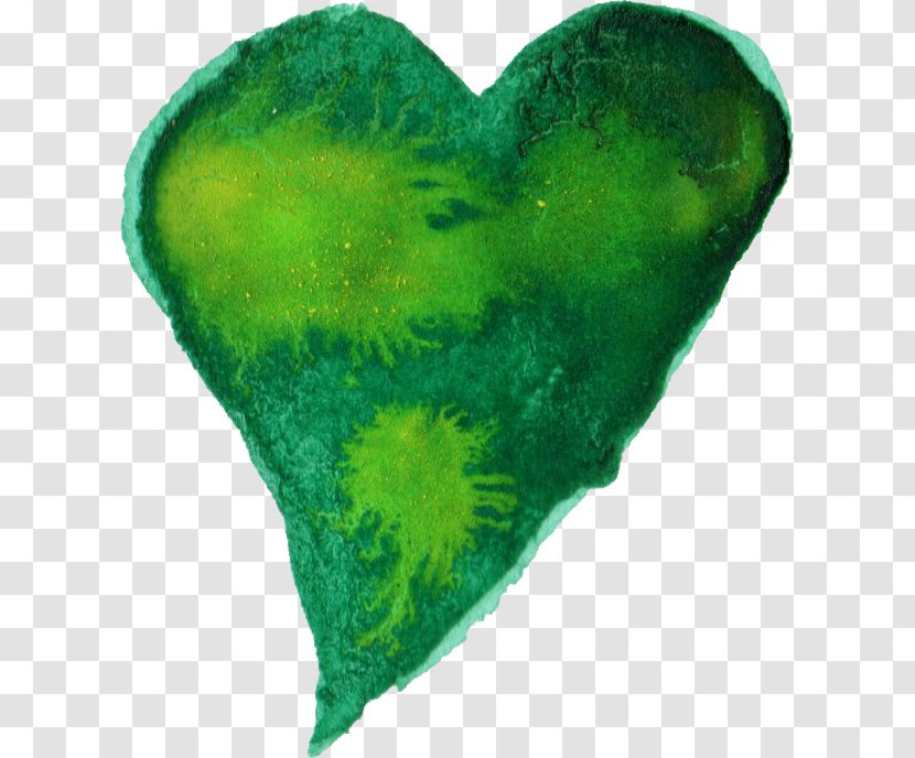 Green Watercolor Painting - Heart Transparent PNG