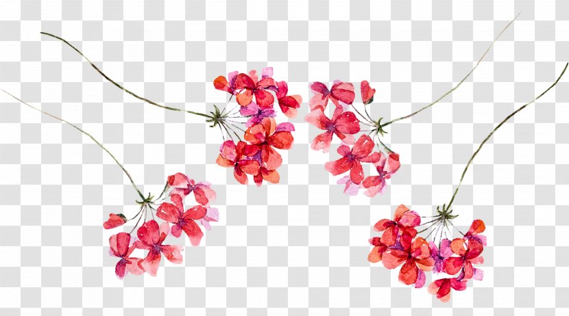Water Color Four Petal Flower Decoration - Designer - Flowering Plant Transparent PNG