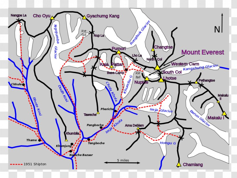 Khumbu Icefall 1952 Swiss Mount Everest Expedition 1996 Disaster 1970 - Map Transparent PNG