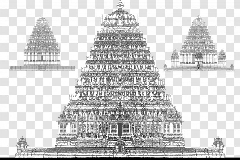 Hindu Temple Tirumala Venkateswara Hoysaleswara Hoysala Empire - Monochrome Transparent PNG