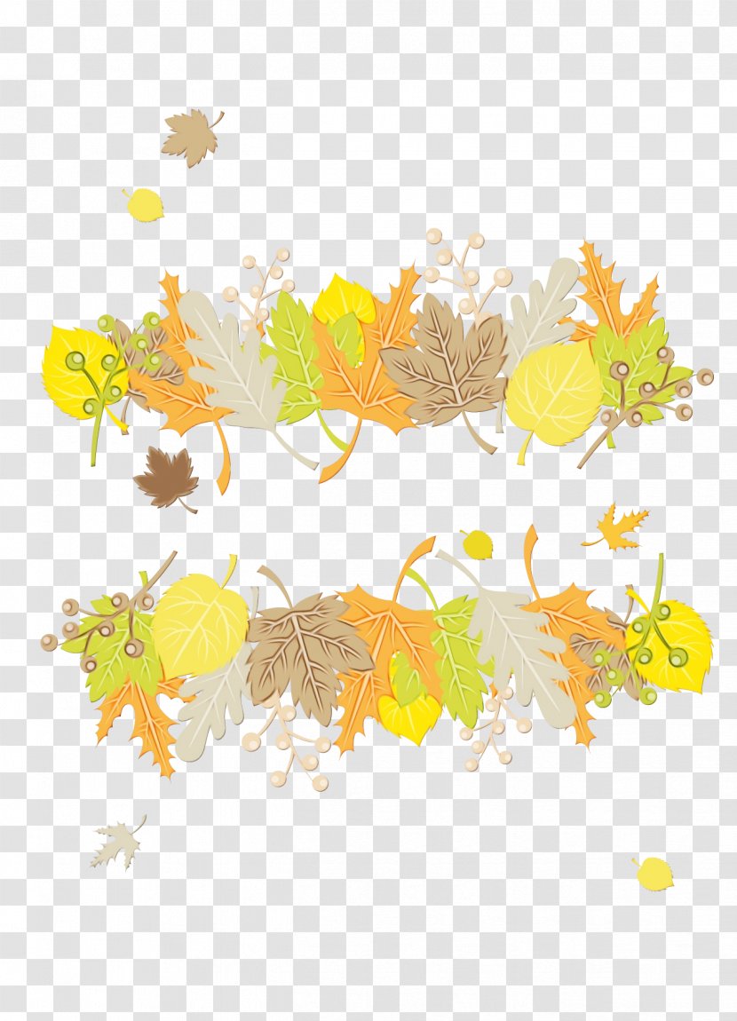 Yellow Leaf Line Clip Art Plant - Watercolor Transparent PNG