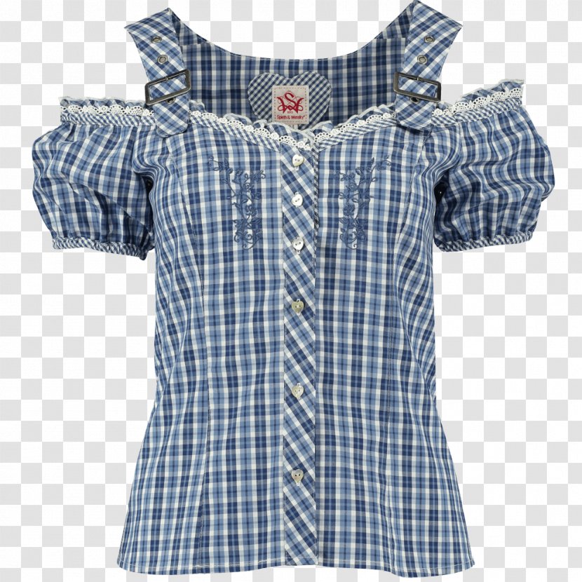 Blouse Collar Sleeve Shoulder Tartan - Blue - Shirt Transparent PNG