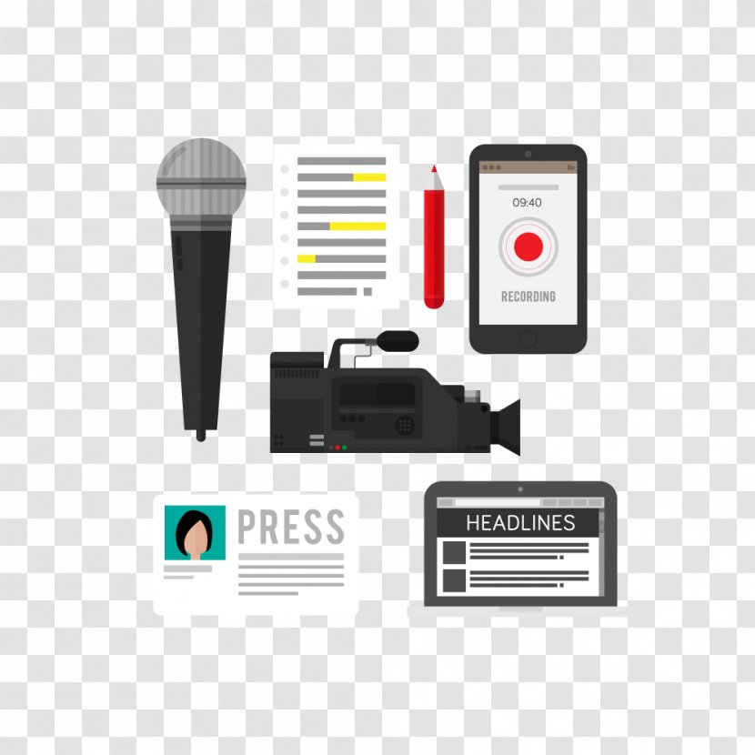 Microphone Sound Recording And Reproduction - Electronics Accessory - News Reporter Vector Elements Transparent PNG