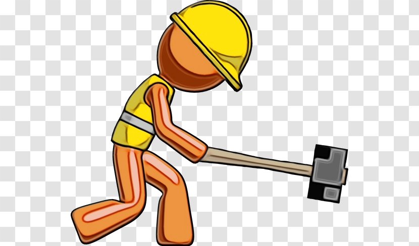 Construction Worker Clip Art Solid Swing+hit Playing Sports - Watercolor - Swinghit Transparent PNG