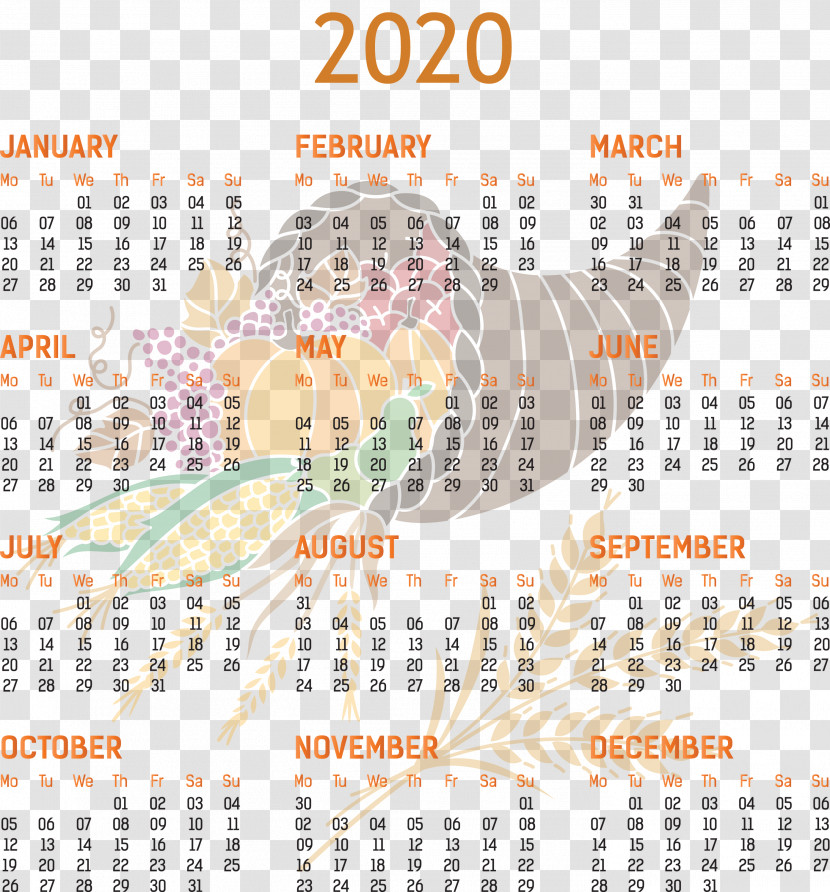 2020 Yearly Calendar Printable 2020 Yearly Calendar Template Full Year Calendar 2020 Transparent PNG