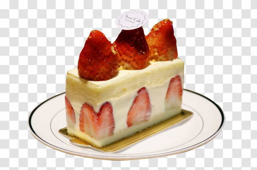 French Cuisine Strawberry Cream Cake Pie Tart Torte - Watercolor Transparent PNG