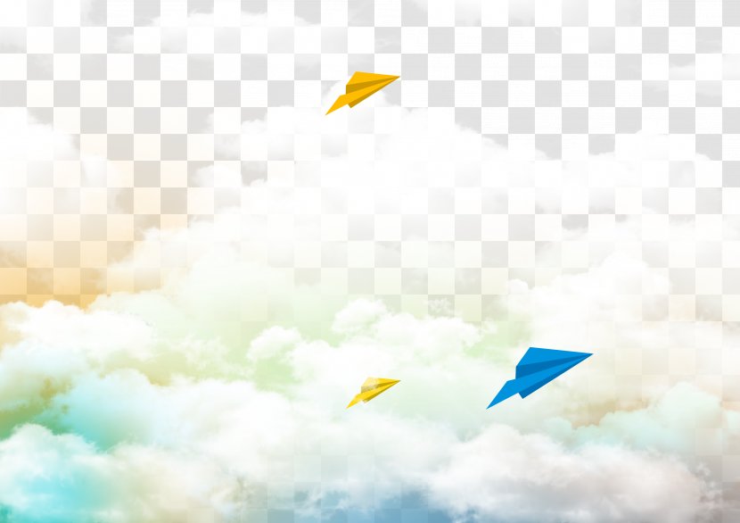 Paper Plane Airplane - Wing - Blue Sky White Background Transparent PNG