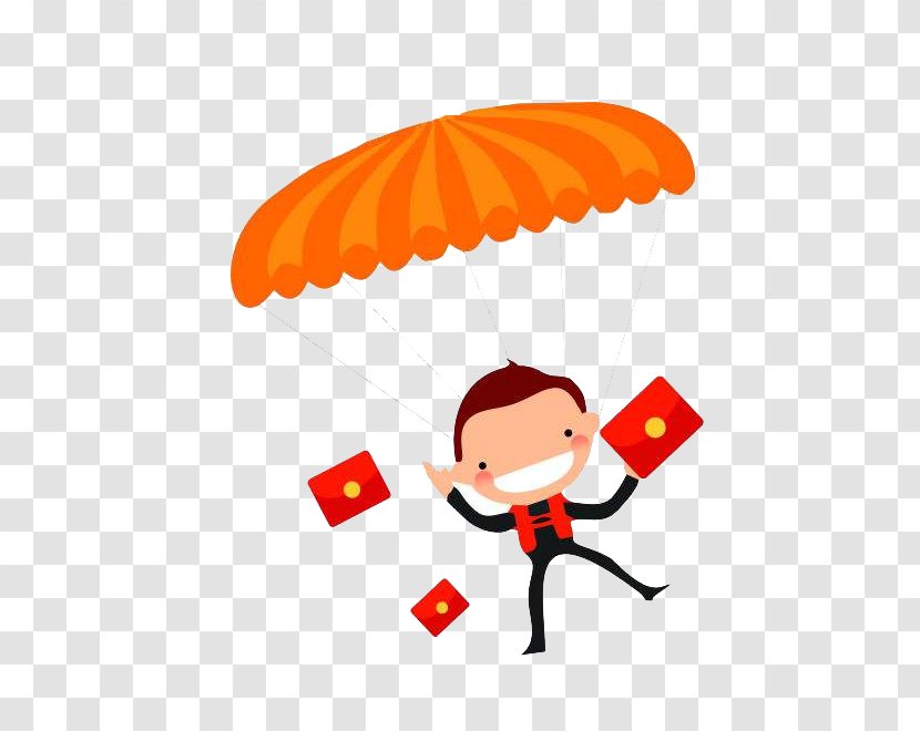 Red Envelope Cartoon Illustration - Designer - Parachute Male Transparent PNG