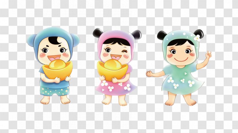 Child Cartoon Poster Illustration - Animation - Take Ingot Doll Transparent PNG