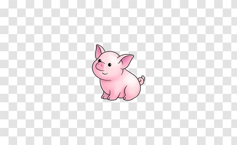 Large White Pig Cartoon Sticker Clip Art - Piggy Bank - Pink Transparent PNG