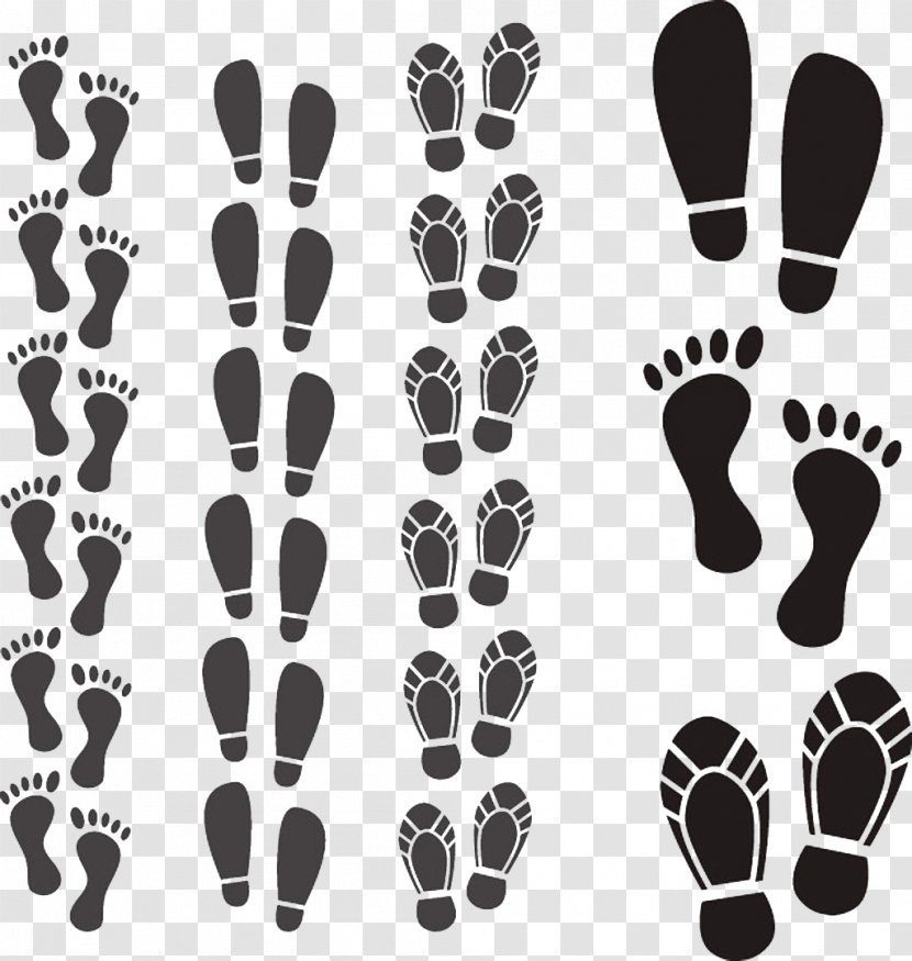 Footprint Shoe Royalty-free Illustration - Royaltyfree - Black Footprints Vector Pattern Material Transparent PNG