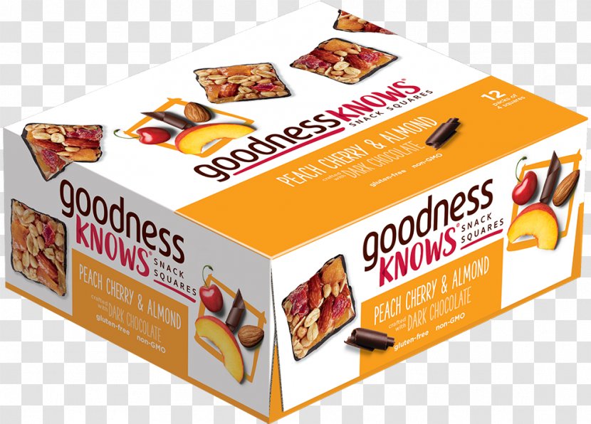 Goodnessknows Peach, Cherry, Almond And Dark Chocolate Snack Squares 12-Count Box Food Gluten-free Diet GoodnessKNOWS Gluten Free Square Bars - Confectionery Transparent PNG