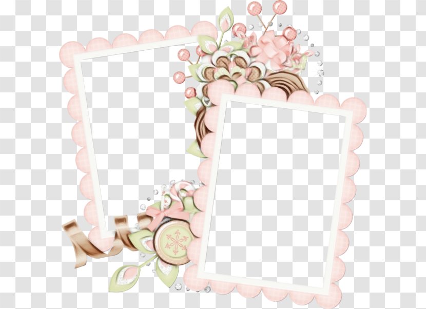 Watercolor Background Frame - Pink - Rectangle Heart Transparent PNG