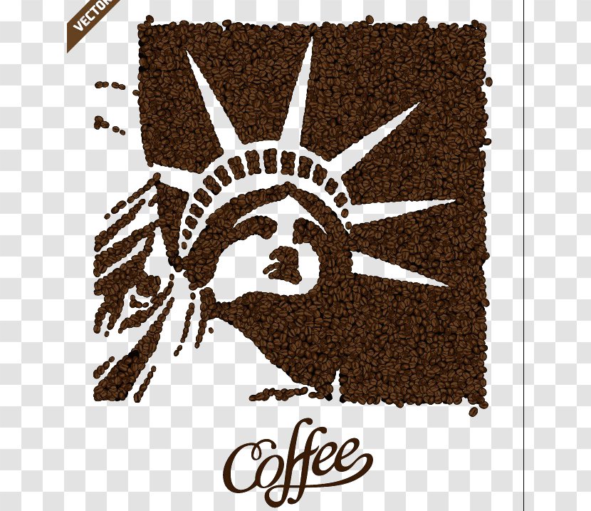 Statue Of Liberty Coffee Tea Cafe Poster - Bean Leaf - Beans Background Material Buckle Free Transparent PNG