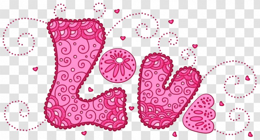 Pink Text Pattern Font Footwear - Wet Ink - Visual Arts Heart Transparent PNG