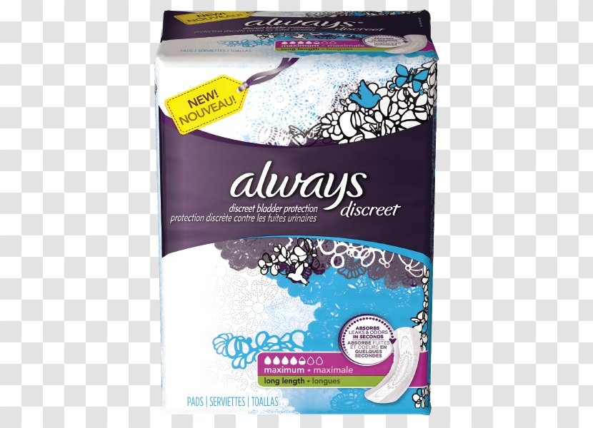 Always Incontinence Pad Urinary Feminine Sanitary Supplies Napkin - Brand - Pads Transparent PNG
