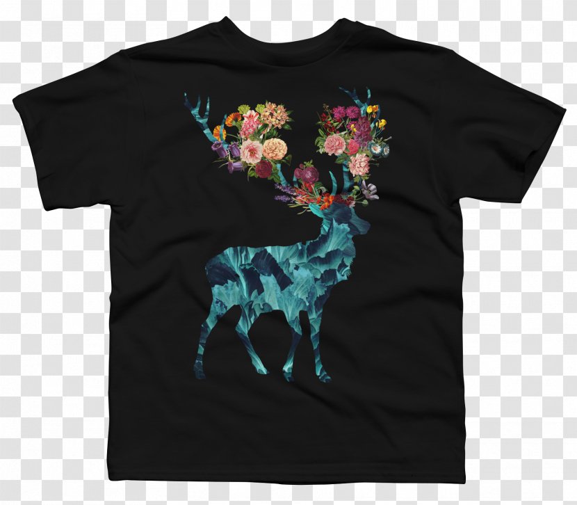 T-shirt Clothing Hoodie Designer - Black - Floral Shirt Transparent PNG
