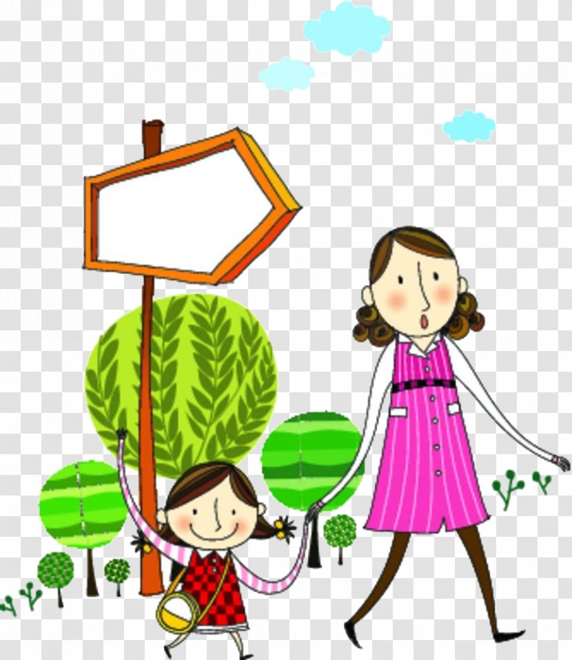 Child Illustration - Frame - Mother And Walk Transparent PNG