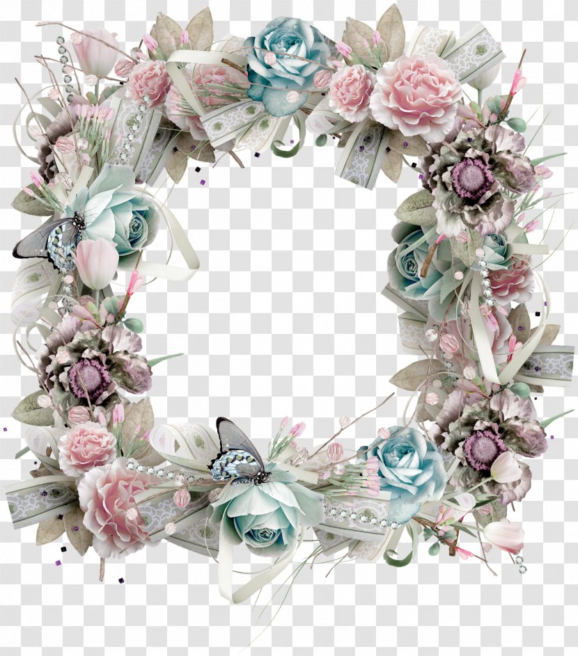 Flower Wreath Garden Roses Clip Art - Lace Boarder Transparent PNG