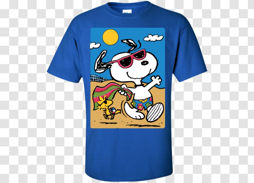 Snoopy Charlie Brown Woodstock The Peanuts Gang - Blue - Summer T-shirt Transparent PNG