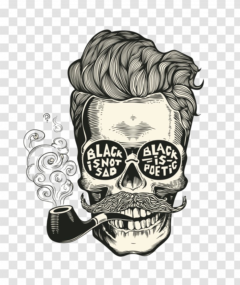 Calavera Skull Hipster Beard - Heart - Smoking Handsome Transparent PNG