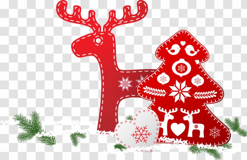 Christmas Decoration Deer Illustration - Vector Red Transparent PNG