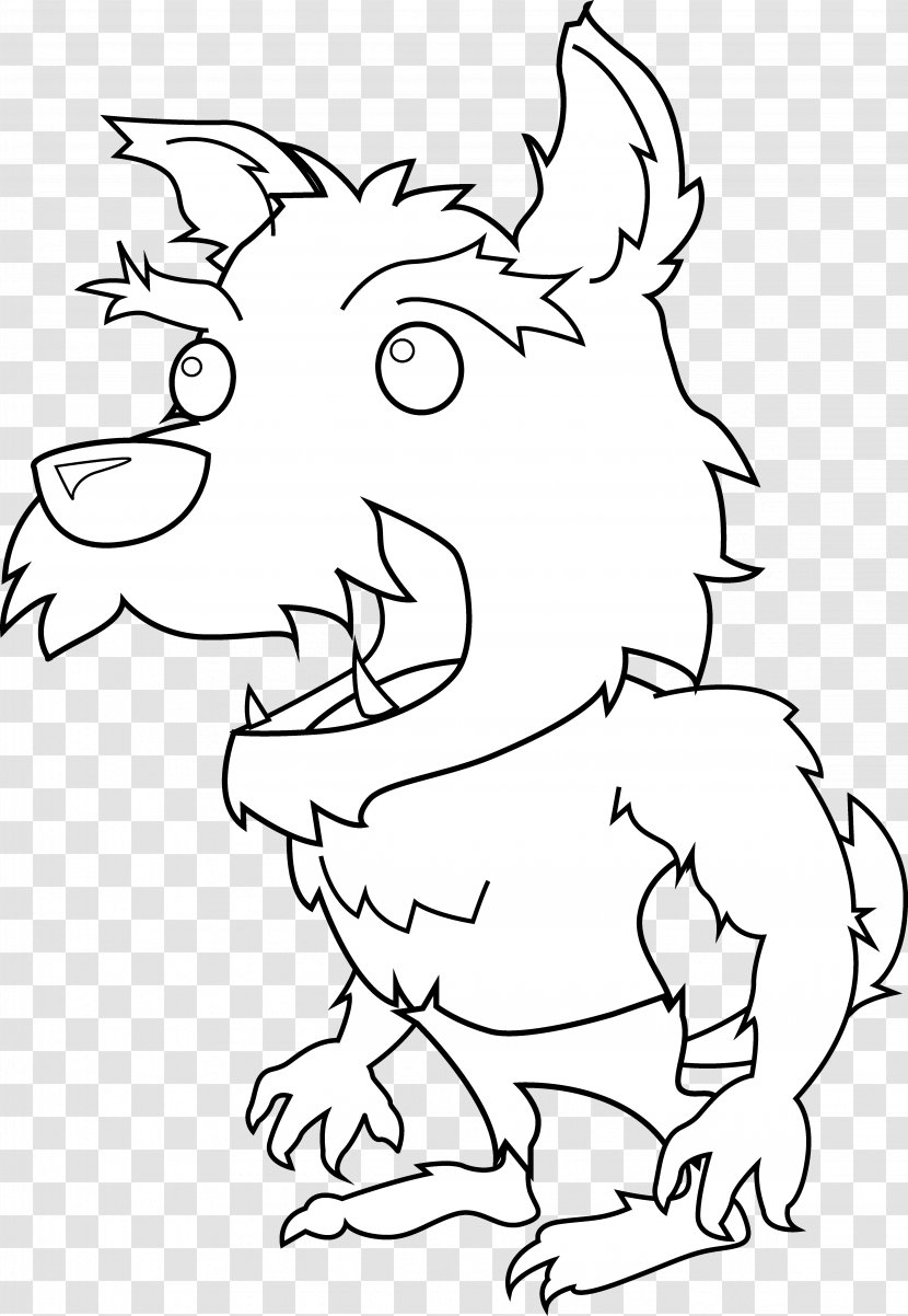 Big Bad Wolf Black And White Line Art Gray Drawing - Cartoon - Werewolves Transparent PNG