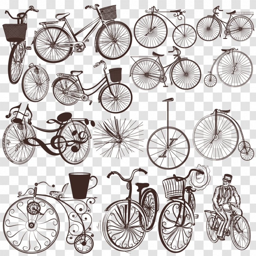 Bicycle Cycling Stock Photography Illustration - Vintage Clothing - Vector Hand-painted All Kinds Of Transparent PNG