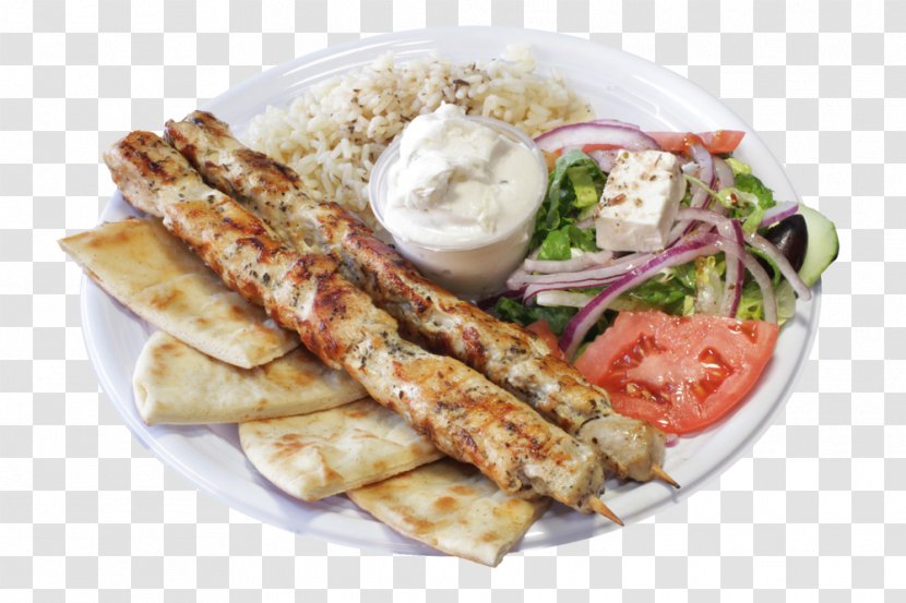 Souvlaki Greek Cuisine Gyro Kebab Mediterranean - Dish - Tzatziki Transparent PNG