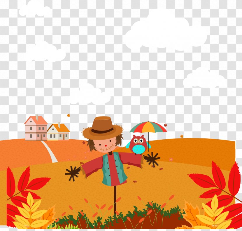 Landscape Autumn Euclidean Vector - Orange - Scarecrow Children Transparent PNG