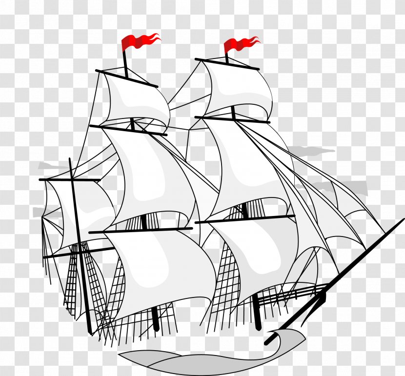 Drawing Sailing Ship Illustration - Area - Vector Transparent PNG