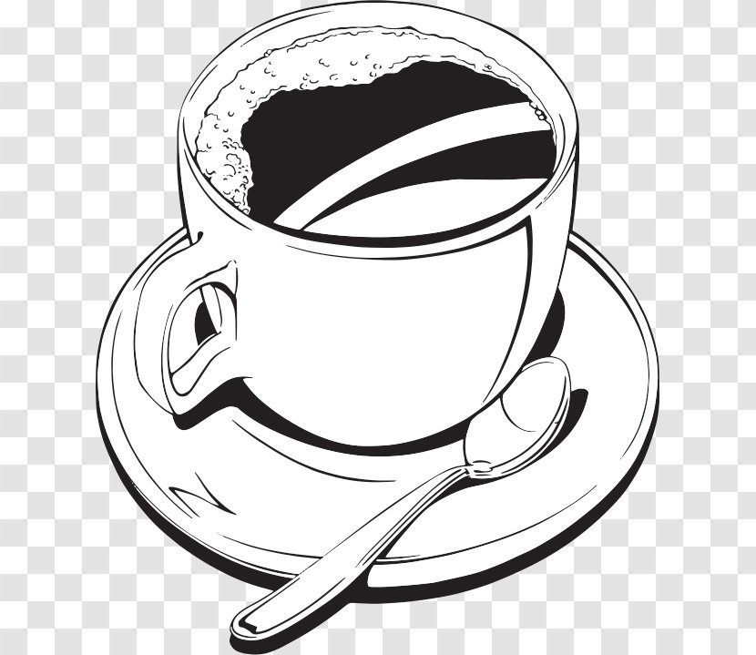 Coffee Cup Clip Art White Vector Graphics - Coloring Book Transparent PNG