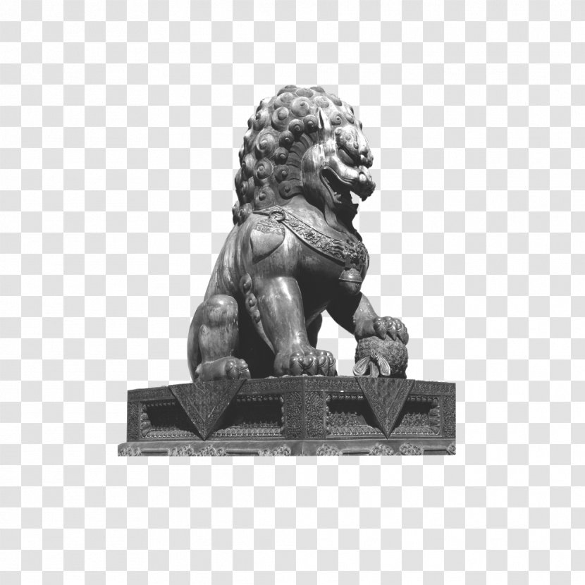 Tang County Sculpture Statue Business - Black And White - Stone Lion Transparent PNG