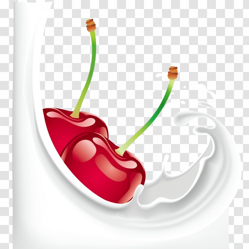 Cherry Cattle Clip Art - Food - Cherries And Milk Vector Transparent PNG