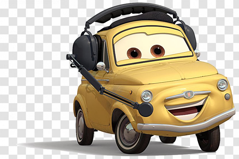 Cars 2 Mater-National Championship Luigi - City Car - Wearing Headphones Cartoon Transparent PNG