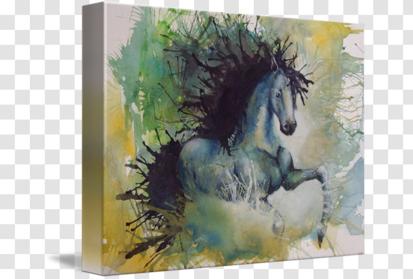 Watercolor Painting Mustang Stallion Mane - Art - Painted Horse Transparent PNG