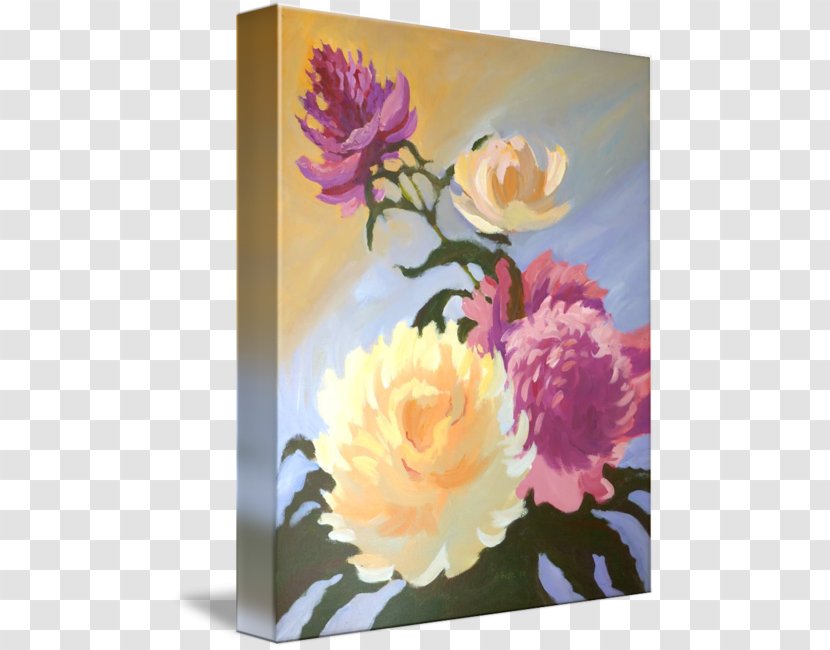 Floral Design Gallery Wrap Art Acrylic Paint Still Life - Watercolor Painting - White Peonies Transparent PNG