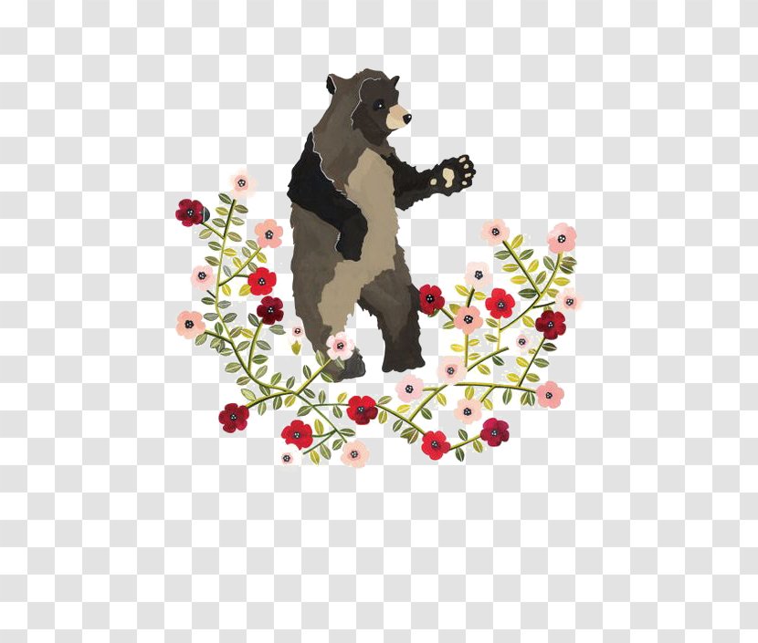 Drawing Art Painting Illustration - Flower And Bear Transparent PNG