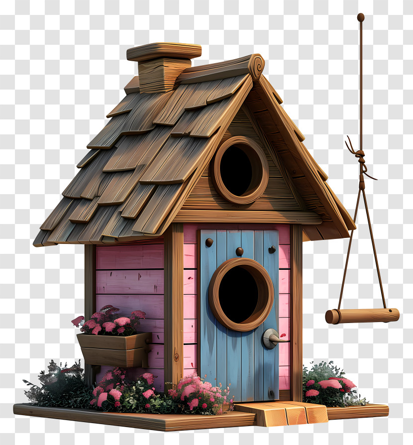 Pastel Birdhouse - Charming Wooden Birdhouse Transparent PNG