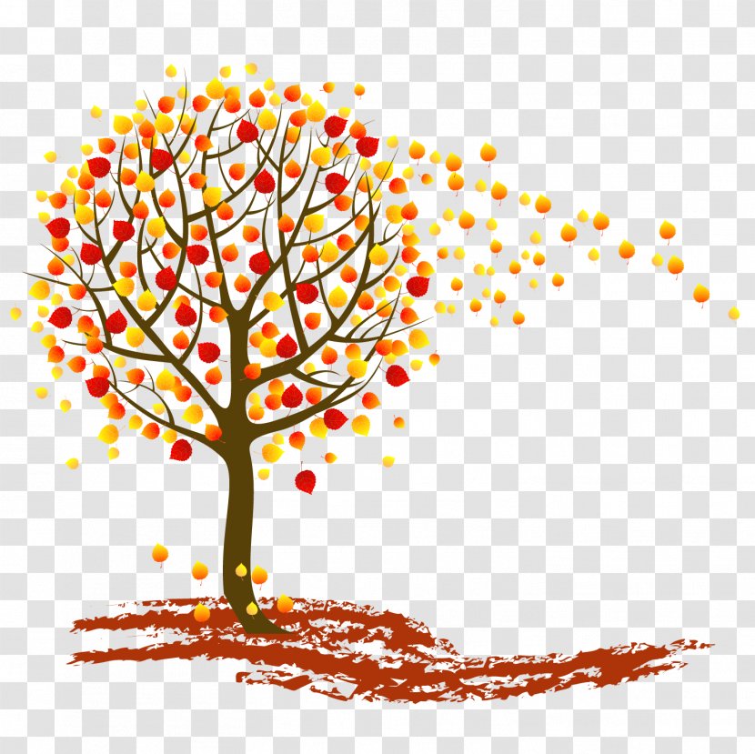 Tree Autumn Clip Art - Branch - Vector Leaves Falling Transparent PNG
