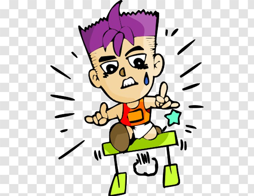 Cartoon Steeplechase Clip Art - Flower - Purple-haired Athlete Transparent PNG