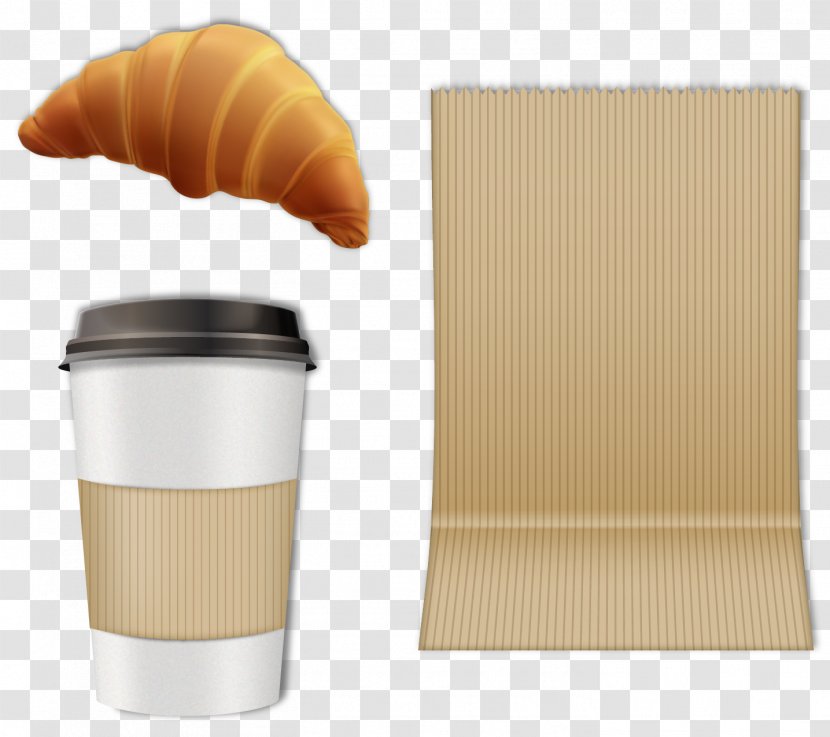 Coffee Tea Croissant Breakfast Milk - Vector Hand-painted And Croissants Transparent PNG