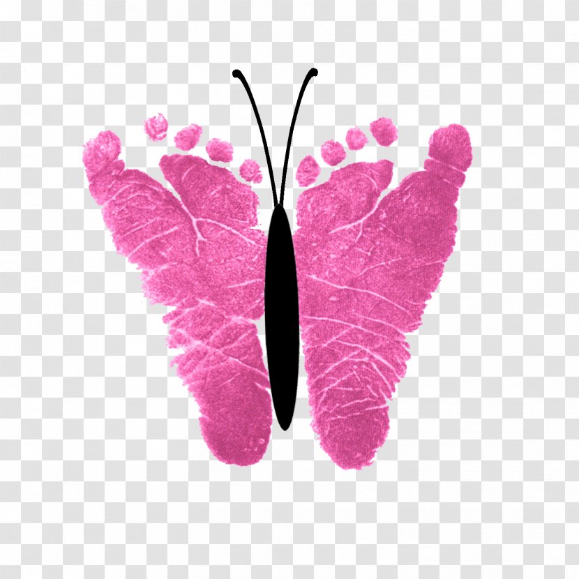 Butterfly Footprint Infant Clip Art - Insect - Footprints Transparent PNG